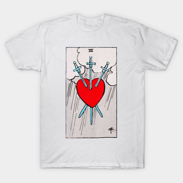 Three of Swords Tarot T-Shirt by Phantastique